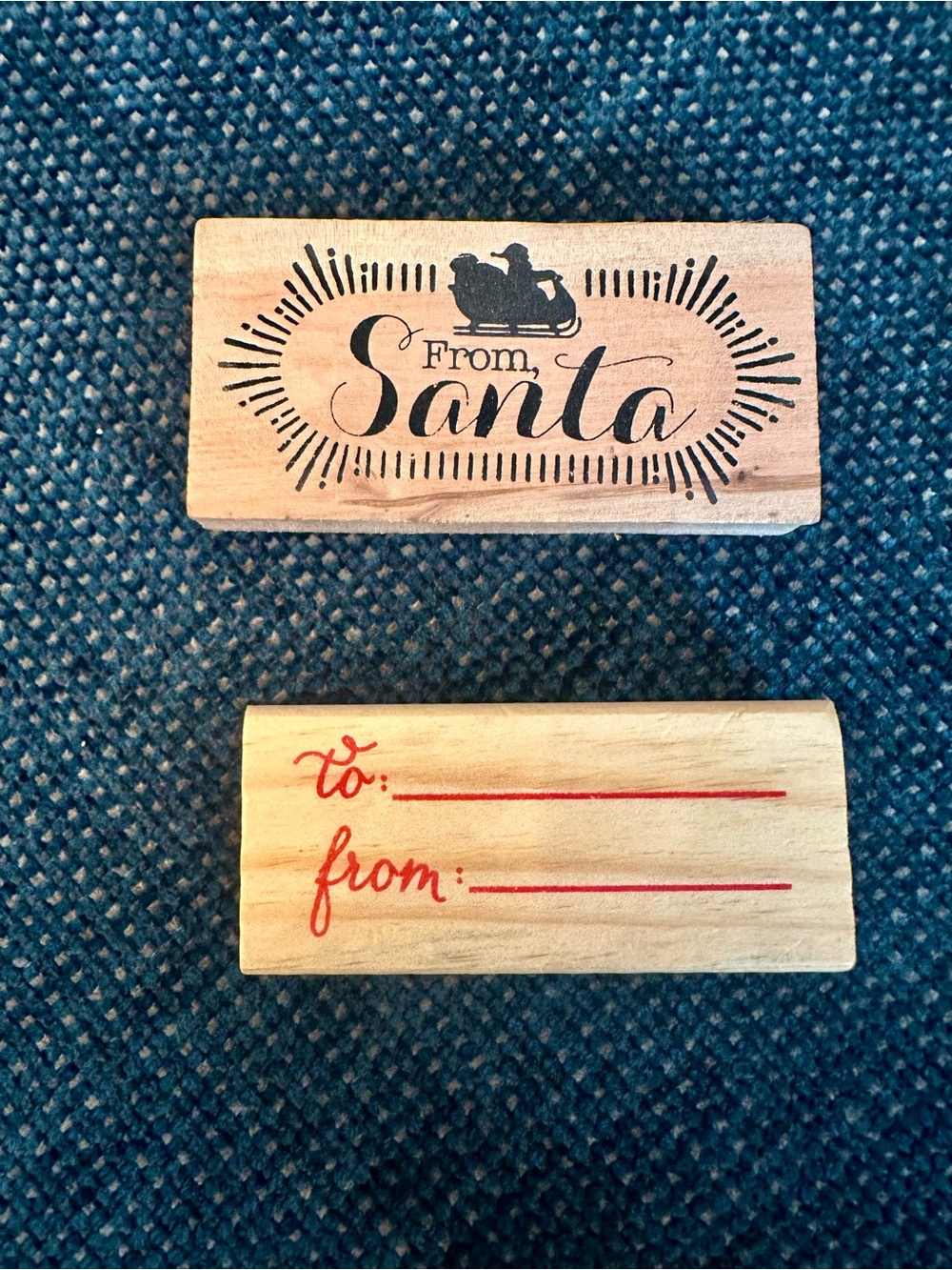 Wooden 'From Santa' and 'To/From' Holiday Stamp Set